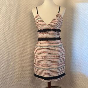 Hutch multi color tweed black fringe dress size 8